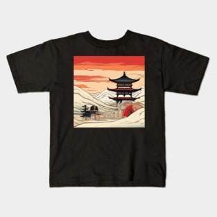 JAPANESE WOODBLOCK PRINT Kids T-Shirt